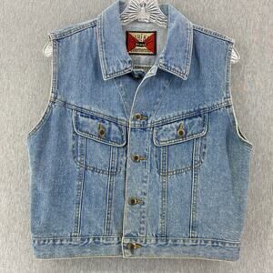 Authentic Real ELLEMENNO Light Wash Denim Sleeveless Vest‎ Top Womens L